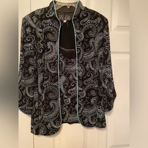 Evening wear jacket and shell set.